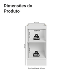 Balcão de Cozinha 40 x 60 cm 1 Porta (Sem Tampo) Branco/Branco Veludo Lux Madesa
