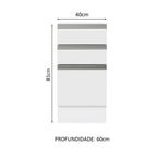 Balcão Cozinha 40 x 60 cm 3 Gavetas (Sem Tampo) Branco Glamy Madesa