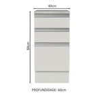 Balcão Madesa Glamy 40 x 60 cm 3 Gavetas (Com Tampo) Branco