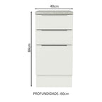 Balcão Madesa Stella 40 x 60 cm 3 Gavetas (Com Tampo) Branco