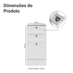 Balcão de Cozinha 40 x 60 cm 3 Gavetas (Sem Tampo) Branco Vik Madesa