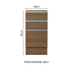 Balcão Cozinha 40 x 60 cm 3 Gavetas (Sem Tampo) Rustic Glamy Madesa
