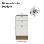 Balcão de Cozinha 40 x 60 cm 3 Gavetas (Sem Tampo) Rustic/Branco Vik Madesa