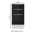 Balcão Madesa Lux 40 cm 3 Gavetas (Sem Tampo) Branco/Preto