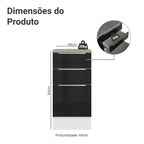 Balcão 40 x 60 cm 3 Gavetas (Com Tampo) Branco/Preto Lux Madesa