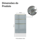 Balcão de Cozinha 40 x 60 cm 3 Gavetas (Sem Tampo) Branco/Cinza Lux Madesa