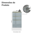 Balcão 40 x 60 cm 3 Gavetas (Com Tampo) Branco/Cinza Lux Madesa