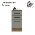 Balcão Madesa Agata 40 x 60 cm 3 Gavetas (Com Tampo) Rustic/Cinza