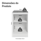 Balcão de Cozinha 50 x 60cm 1 Porta (Com Tampo) Branco/Crema Vik Madesa