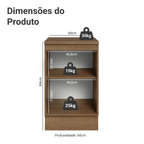 Balcão de Cozinha 50 x 60cm 1 Porta (Com Tampo) Rustic/Branco Agata Madesa