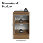 Balcão de Cozinha 50 x 60cm 1 Porta (Com Tampo) Rustic/Branco Glamy Madesa