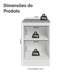 Balcão de Cozinha 50 x 60cm 1 Porta (Com Tampo) Branco/Cinza Agata Madesa