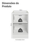 Balcão de Cozinha 50 x 60cm 1 Porta (Sem Tampo) Branco/Verde Vik Madesa