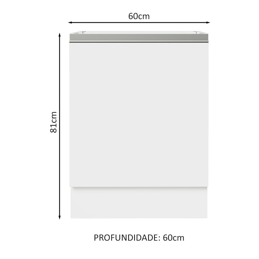 Balcão Cozinha 60 x 60 cm 1 Porta (Sem Tampo) Branco Glamy Madesa