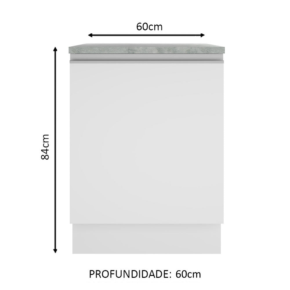 Balcão Madesa Glamy 60 x 60 cm 1 Porta (Com Tampo) Branco