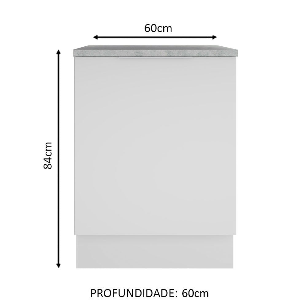Balcão Madesa Stella 60 x 60 cm 1 Porta (Com Tampo) Branco