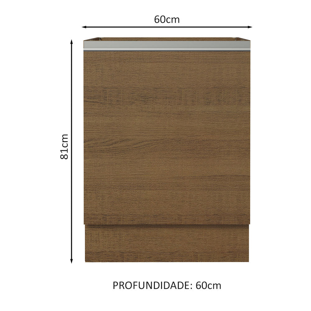 Balcão Cozinha 60 x 60 cm 1 Porta (Sem Tampo) Rustic Glamy Madesa