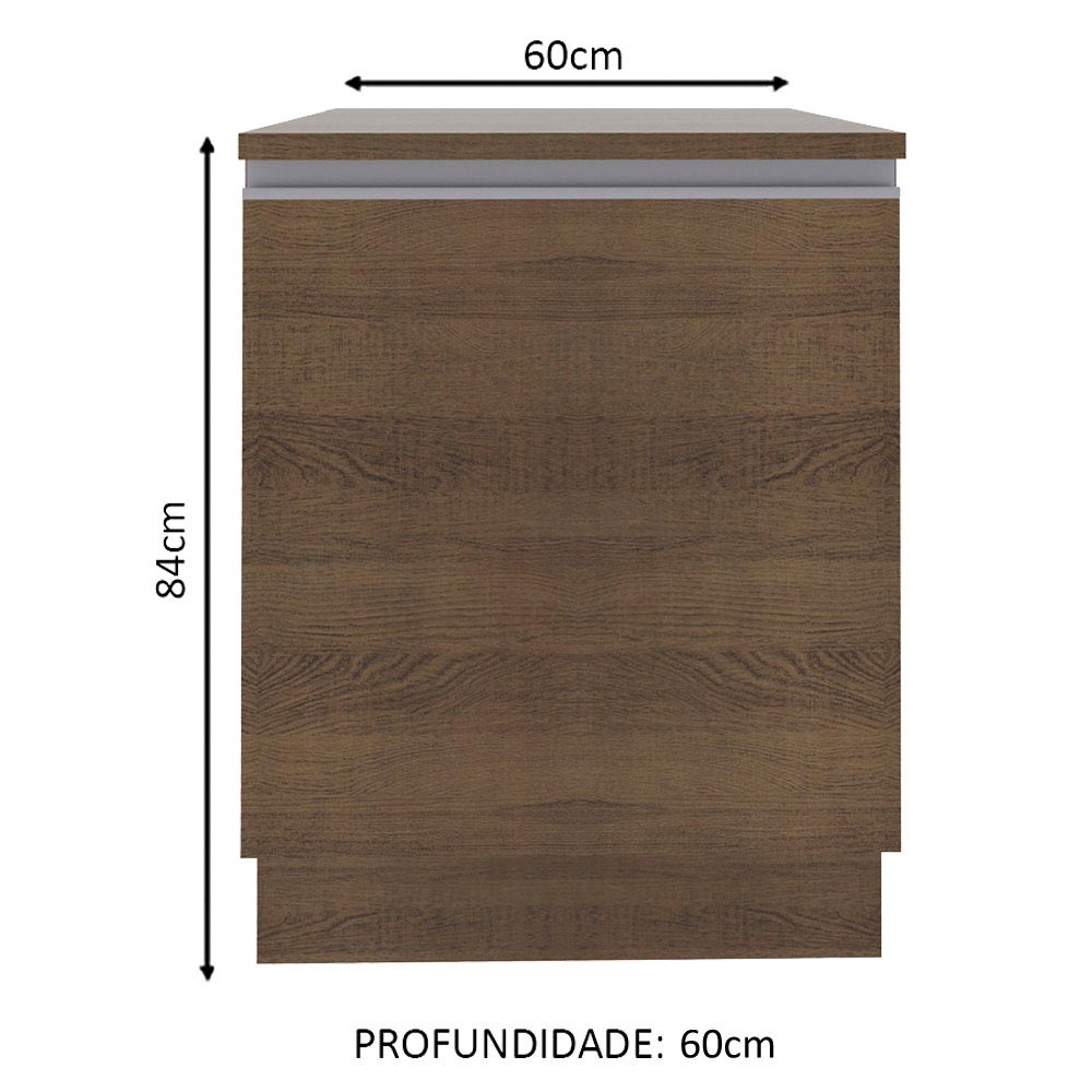 Balcão Madesa Glamy 60 x 60 cm 1 Porta (Com Tampo) Rustic