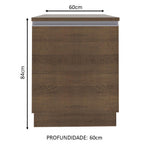 Balcão Madesa Glamy 60 x 60 cm 1 Porta (Com Tampo) Rustic