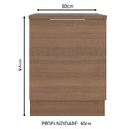 Balcão Madesa Stella 60 x 60 cm 1 Porta (Com Tampo) Rustic