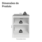 Balcão 60 x 60 cm 1 Porta (Com Tampo) Branco/Preto Lux Madesa
