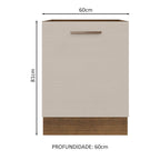 Balcão 60 x 60 cm 1 Porta (Sem Tampo) Rustic/Crema Agata Madesa