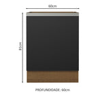 Balcão Cozinha 60 x 60 cm 1 Porta (Sem Tampo) Rustic/Preto Glamy Madesa