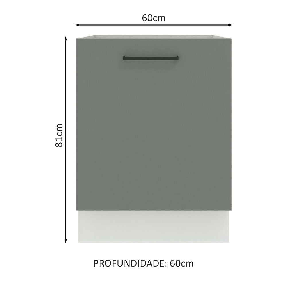 Balcão Madesa Agata 60 x 60 cm 1 Porta (Sem Tampo) Branco/Cinza