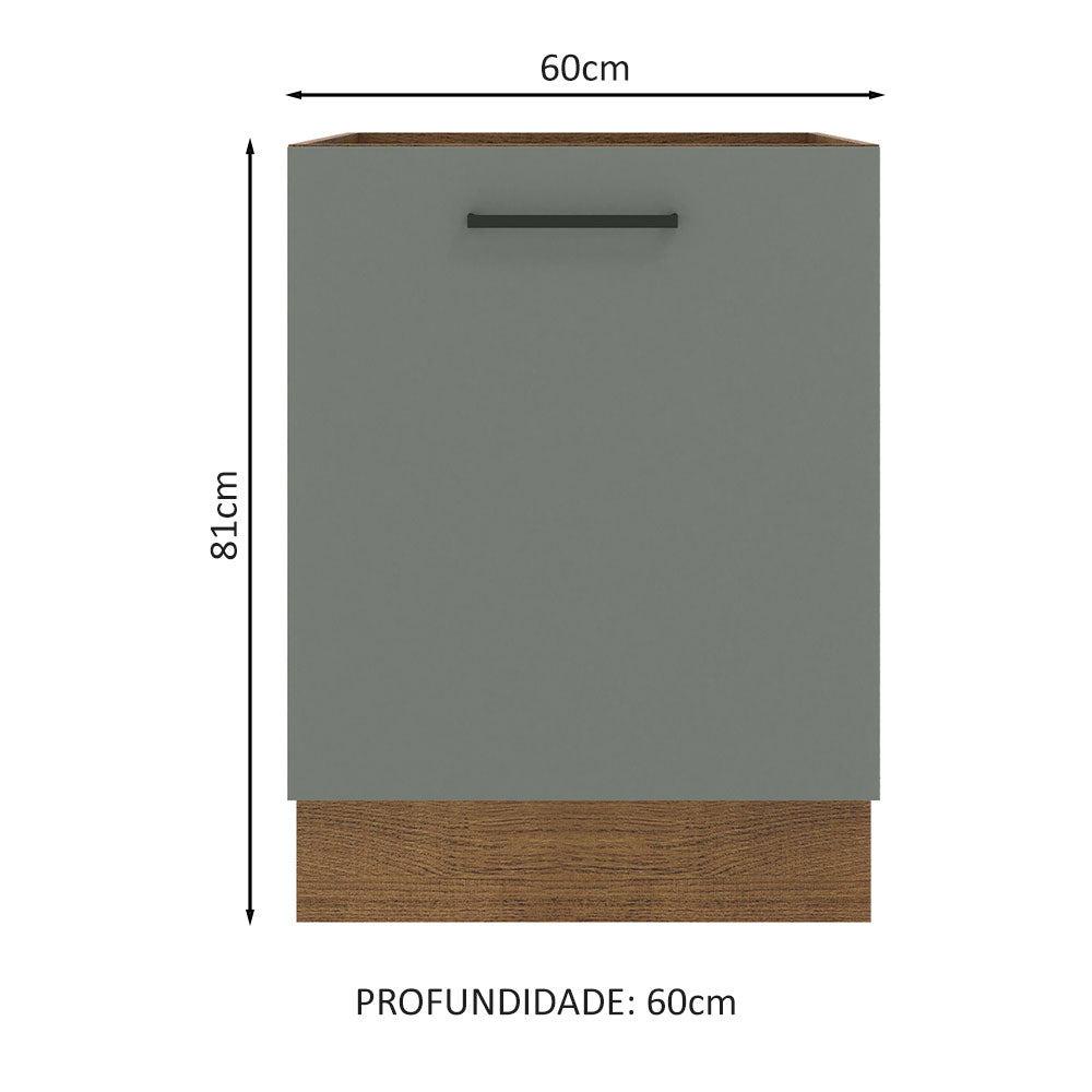 Balcão Madesa Agata 60 x 60 cm 1 Porta (Sem Tampo) Rustic/Cinza