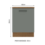 Balcão Madesa Agata 60 x 60 cm 1 Porta (Com Tampo) Rustic/Cinza