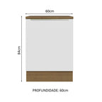 Balcão 60 cm 1 Porta Rustic/Branco Veludo Lux Madesa