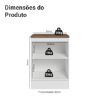 Balcão de Cozinha 60 x 60 cm 1 Porta Branco Tampo Rustic Agata Madesa
