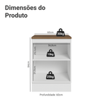 Balcão de Cozinha 60 x 60 cm 1 Porta (Com Tampo) Branco/Rustic Vik Madesa