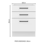 Balcão Madesa Agata 60 x 60 cm 3 Gavetas (Sem Tampo) Branco
