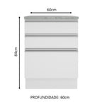 Balcão Madesa Glamy 60 x 60 cm 3 Gavetas (Com Tampo) Branco