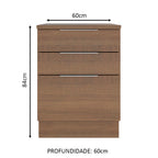 Balcão Madesa Stella 60 x 60 cm 3 Gavetas (Com Tampo) Rustic
