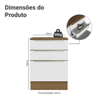 Balcão 60 x 60 cm 3 Gavetas (Com Tampo) Rustic/Branco Veludo Lux Madesa