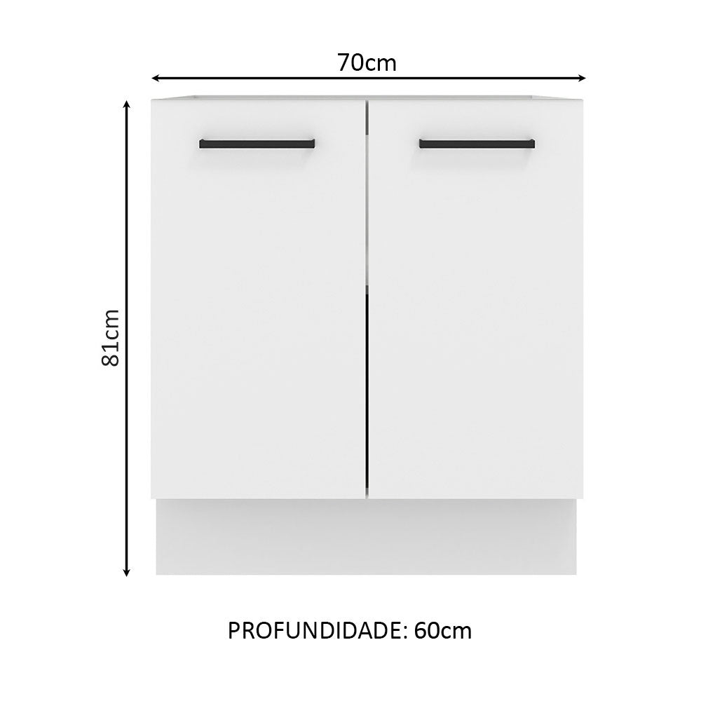 Balcão de Cozinha Madesa Agata 70 x 60 cm 2 Portas (Sem Tampo) Branco