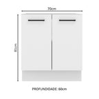 Balcão de Cozinha Madesa Agata 70 x 60 cm 2 Portas (Sem Tampo) Branco