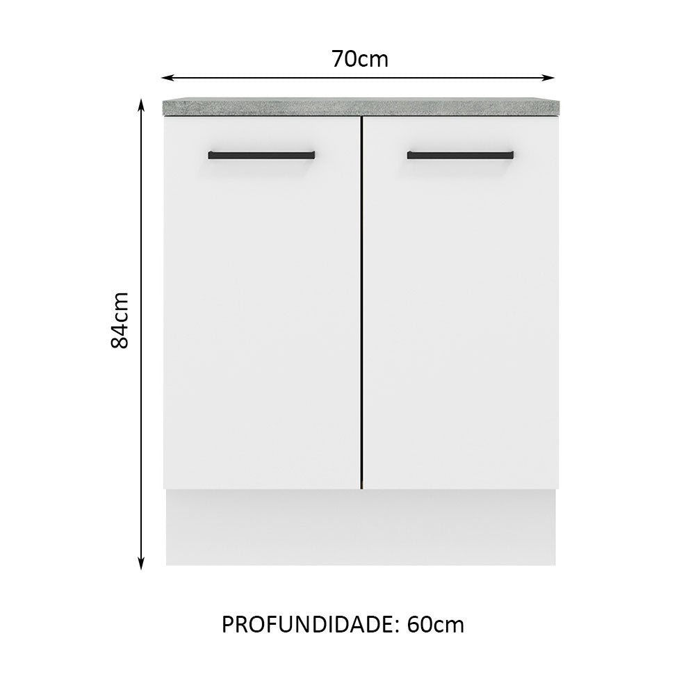 Balcão de Cozinha Madesa Agata 70 x 60 cm 2 Portas (Com Tampo) Branco