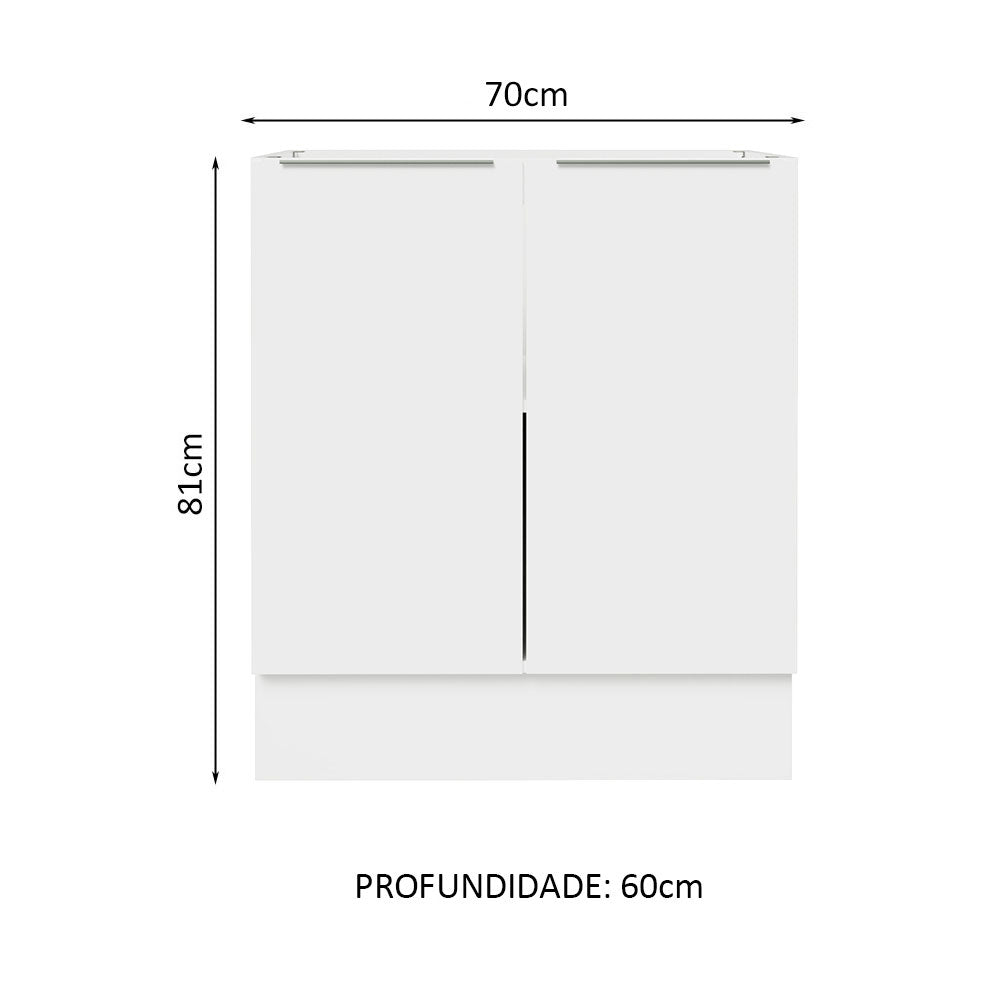 Balcão Cozinha 70 x 60 cm 2 Portas (Sem Tampo) Branco Stella Madesa