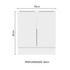 Balcão Cozinha 70 x 60 cm 2 Portas (Sem Tampo) Branco Stella Madesa