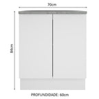 Balcão 70 x 60 cm 2 Portas (Com Tampo) Branco Stella Madesa