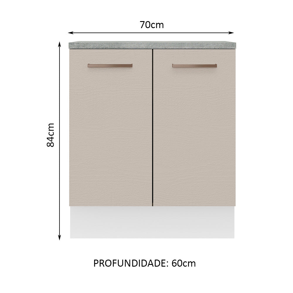 Balcão de Cozinha 70 x 60 cm 2 Portas (Com Tampo) Branco/Crema Agata Madesa
