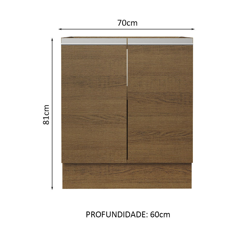 Balcão Cozinha 70 x 60 cm 2 Portas (Sem Tampo) Rustic Glamy Madesa