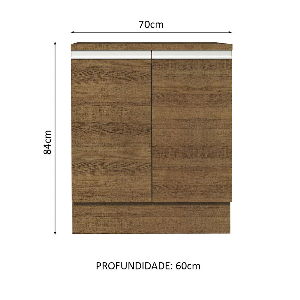 Balcão 70 x 60 cm 2 Portas (Com Tampo) Rustic Glamy Madesa