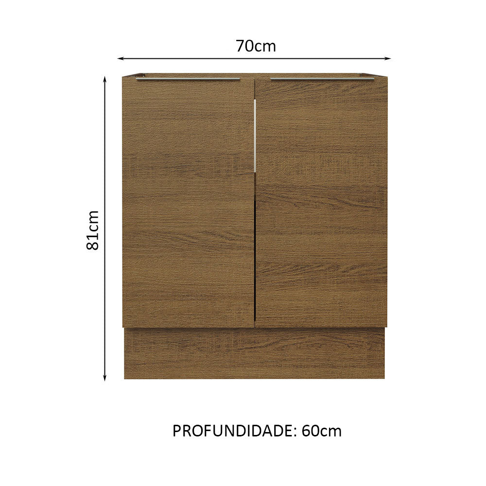 Balcão Cozinha 70 x 60 cm 2 Portas (Sem Tampo) Rustic Stella Madesa
