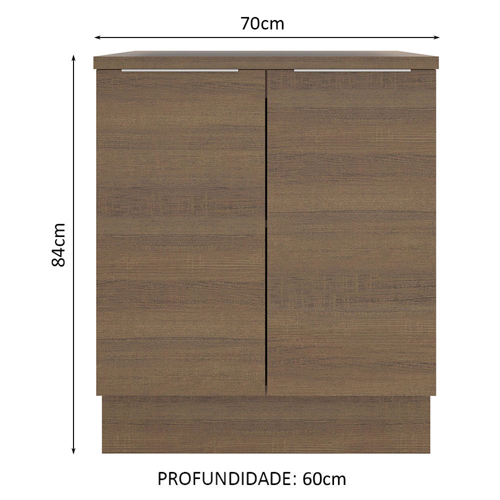 Balcão 70 x 60 cm 2 Portas (Com Tampo) Rustic Stella Madesa