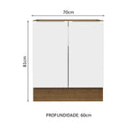 Balcão Cozinha 70 x 60 cm 2 Portas (Sem Tampo) Rustic/Branco Stella Madesa
