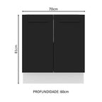 Balcão de Cozinha Madesa Agata 70 x 60 cm 2 Portas (Sem Tampo) Branco/Preto